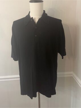 Robert Barakett black knit polo- Size Large